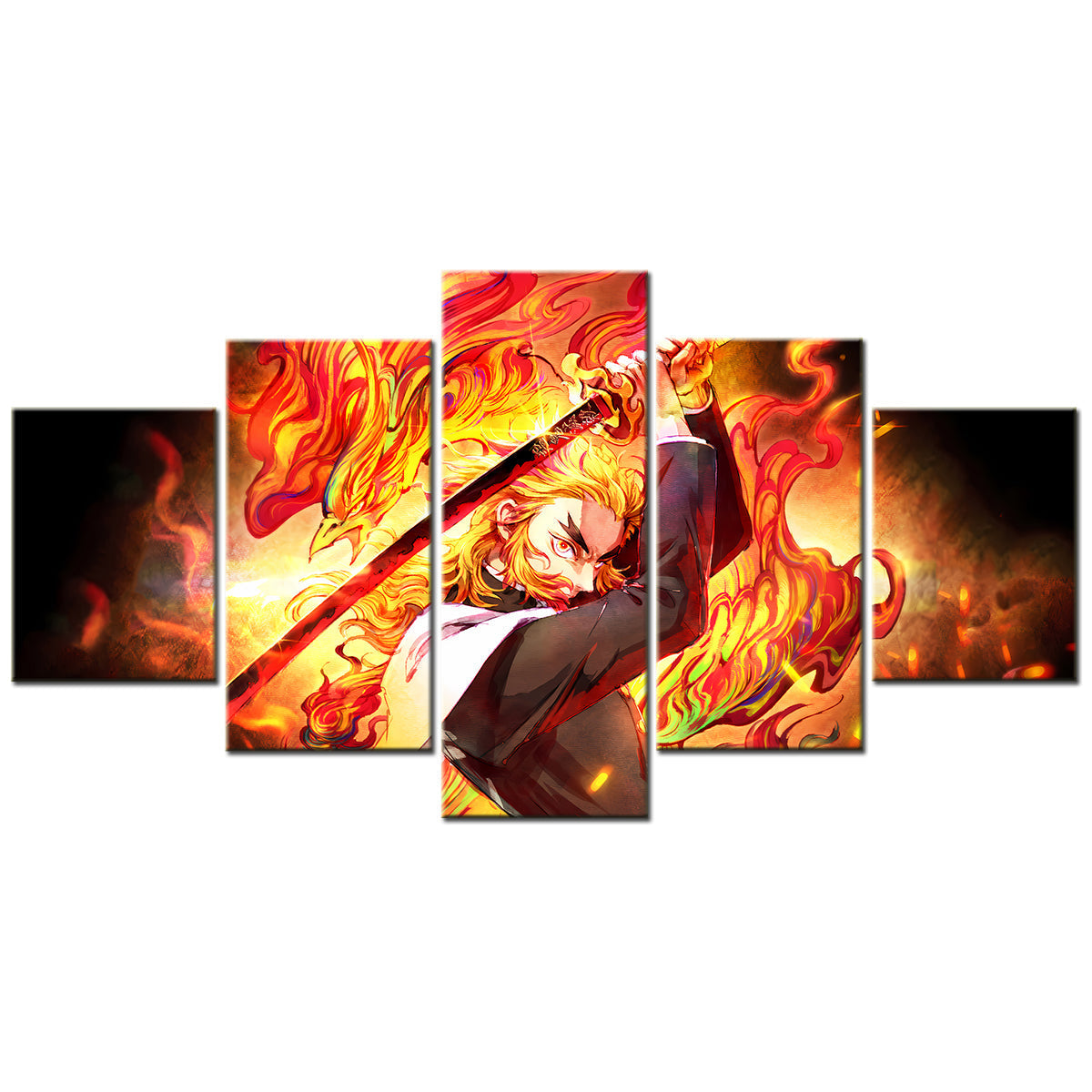 Demon Slayer - Kimetsu no Yaiba - 5 Pieces Wall Art - Kyojuro Rengoku 7 - Demon Slayer Poster - Demon Slayer Wall Art