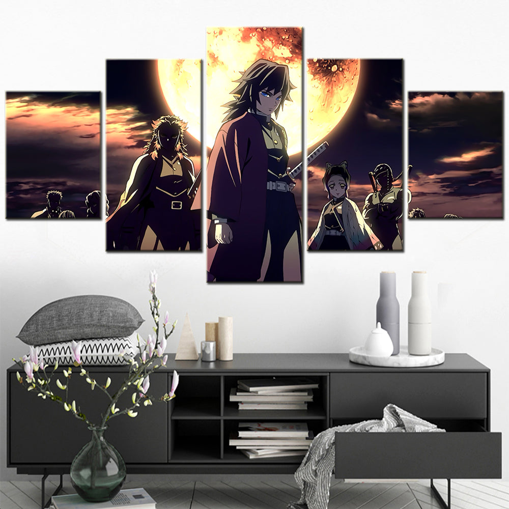 Demon Slayer - Kimetsu no Yaiba - 5 Pieces Wall Art - Kyojuro Rengoku - Giyu Tomioka - Kochou Shinobu - Uzui Tengen - Demon Slayer Poster - Demon Slayer Wall Art