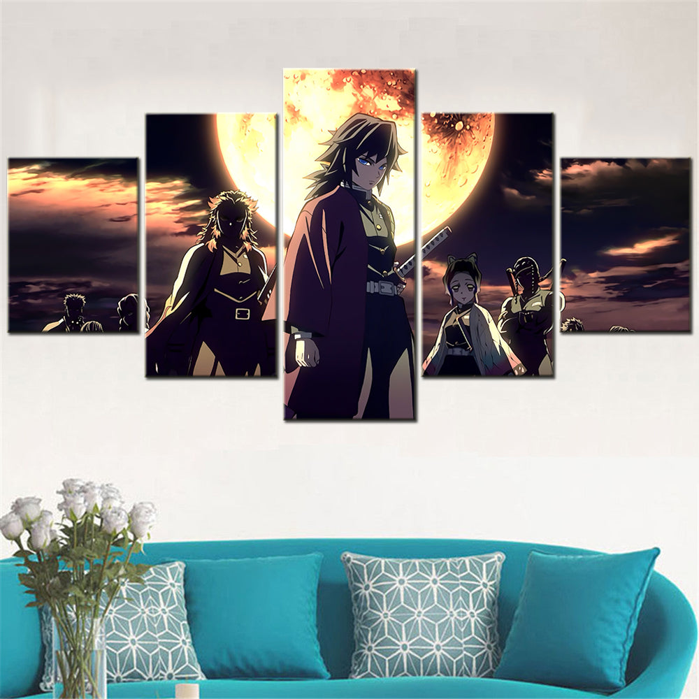 Demon Slayer - Kimetsu no Yaiba - 5 Pieces Wall Art - Kyojuro Rengoku - Giyu Tomioka - Kochou Shinobu - Uzui Tengen - Demon Slayer Poster - Demon Slayer Wall Art