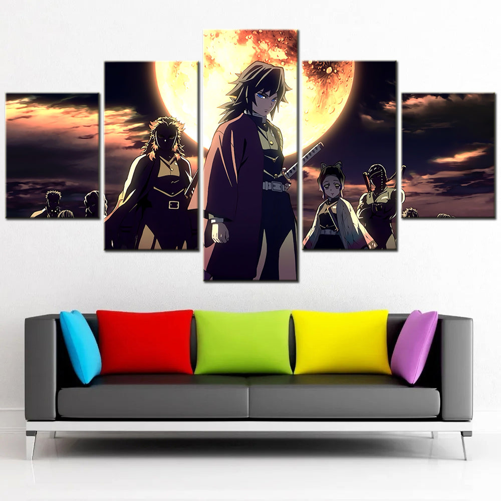 Demon Slayer - Kimetsu no Yaiba - 5 Pieces Wall Art - Kyojuro Rengoku - Giyu Tomioka - Kochou Shinobu - Uzui Tengen - Demon Slayer Poster - Demon Slayer Wall Art