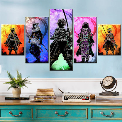 Demon Slayer - Kimetsu no Yaiba - 5 Pieces Wall Art - Kyojuro Rengoku - Inosuke Hashibira - Tanjiro Kamado - Nezuko Kamado - Zenitsu Agatsuma - Demon Slayer Poster - Demon Slayer Wall Art