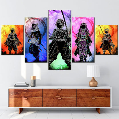 Demon Slayer - Kimetsu no Yaiba - 5 Pieces Wall Art - Kyojuro Rengoku - Inosuke Hashibira - Tanjiro Kamado - Nezuko Kamado - Zenitsu Agatsuma - Demon Slayer Poster - Demon Slayer Wall Art