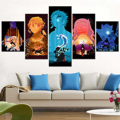 Demon Slayer - Kimetsu no Yaiba - 5 Pieces Wall Art - Kyojuro Rengoku - Zenitsu Agatsuma - Obanai Iguro - Nezuko Kamado - Inosuke Hashibira - Demon Slayer Poster - Demon Slayer Wall Art