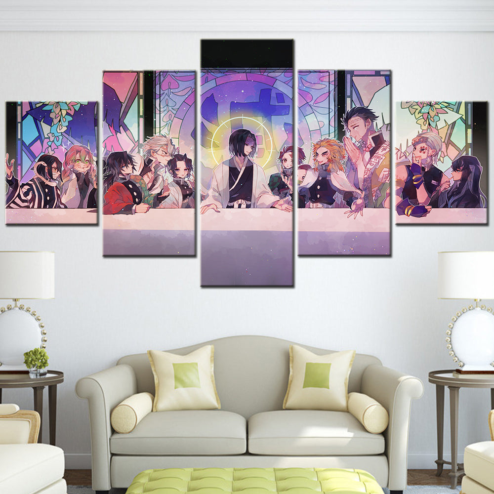 Demon Slayer - Kimetsu no Yaiba - 5 Pieces Wall Art - Mitsuri Kanroji - Giyu Tomioka - Sanemi Shinazugawa - Kagaya Ubuyashiki - Giyu Tomioka - Kyojuro Rengoku - Gyomei Himejima - Uzui Tengen - Demon Slayer Poster - Demon Slayer Wall Art