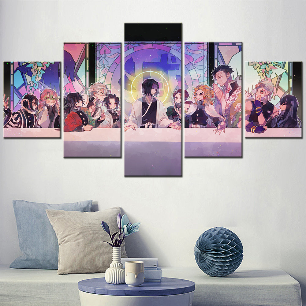 Demon Slayer - Kimetsu no Yaiba - 5 Pieces Wall Art - Mitsuri Kanroji - Giyu Tomioka - Sanemi Shinazugawa - Kagaya Ubuyashiki - Giyu Tomioka - Kyojuro Rengoku - Gyomei Himejima - Uzui Tengen - Demon Slayer Poster - Demon Slayer Wall Art