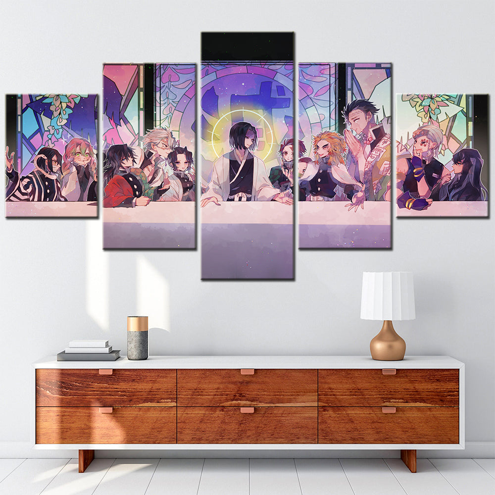 Demon Slayer - Kimetsu no Yaiba - 5 Pieces Wall Art - Mitsuri Kanroji - Giyu Tomioka - Sanemi Shinazugawa - Kagaya Ubuyashiki - Giyu Tomioka - Kyojuro Rengoku - Gyomei Himejima - Uzui Tengen - Demon Slayer Poster - Demon Slayer Wall Art
