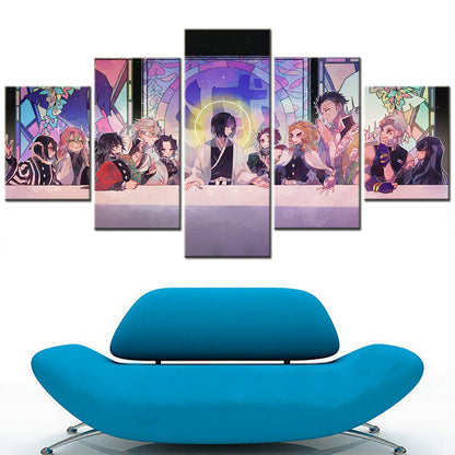 Demon Slayer - Kimetsu no Yaiba - 5 Pieces Wall Art - Mitsuri Kanroji - Giyu Tomioka - Sanemi Shinazugawa - Kagaya Ubuyashiki - Giyu Tomioka - Kyojuro Rengoku - Gyomei Himejima - Uzui Tengen - Demon Slayer Poster - Demon Slayer Wall Art