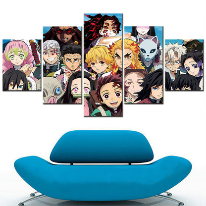 Demon Slayer - Kimetsu no Yaiba - 5 Pieces Wall Art - Mitsuri Kanroji - Tengen Uzui - Nezuko Kamado - Tanjiro Kamado - Kyojuro Rengoku - Kokushibou - Sanemi Shinazugawa - Demon Slayer Poster - Demon Slayer Wall Art