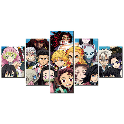 Demon Slayer - Kimetsu no Yaiba - 5 Pieces Wall Art - Mitsuri Kanroji - Tengen Uzui - Nezuko Kamado - Tanjiro Kamado - Kyojuro Rengoku - Kokushibou - Sanemi Shinazugawa - Demon Slayer Poster - Demon Slayer Wall Art