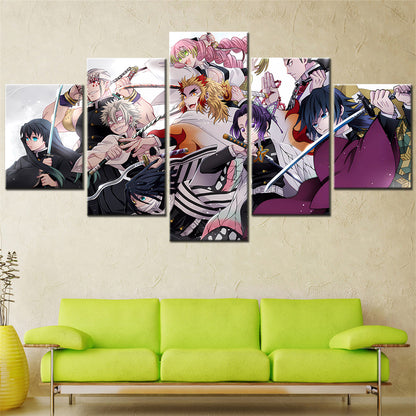 Demon Slayer - Kimetsu no Yaiba - 5 Pieces Wall Art - Muichirou Tokitou - Tengen Uzui - Sanemi Shinazugawa - Obanai Iguro - Kyoujurou Rengoku - Shinobu Kochou - Gyoumei Himejima - Giyu Tomioka - Demon Slayer Poster - Demon Slayer Wall Art
