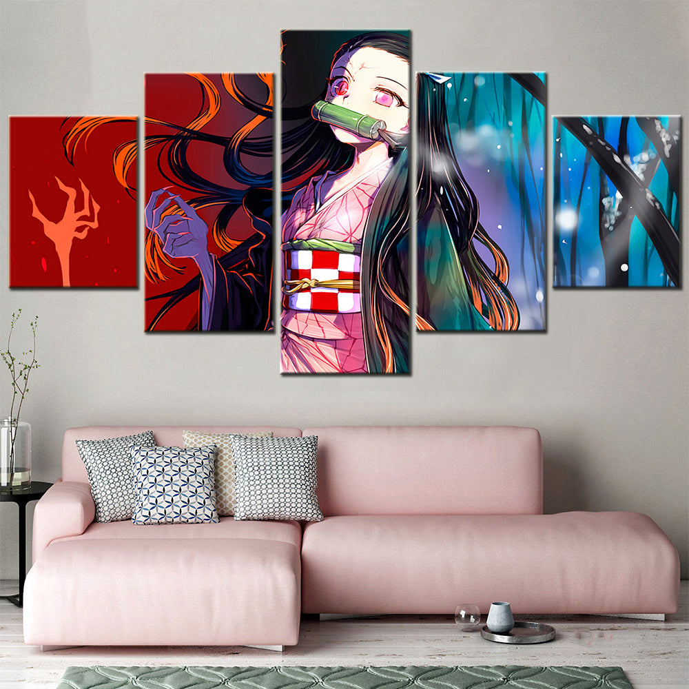 Demon Slayer - Kimetsu no Yaiba - 5 Pieces Wall Art - Nezuko Kamado 7 - Demon Slayer Poster - Demon Slayer Wall Art