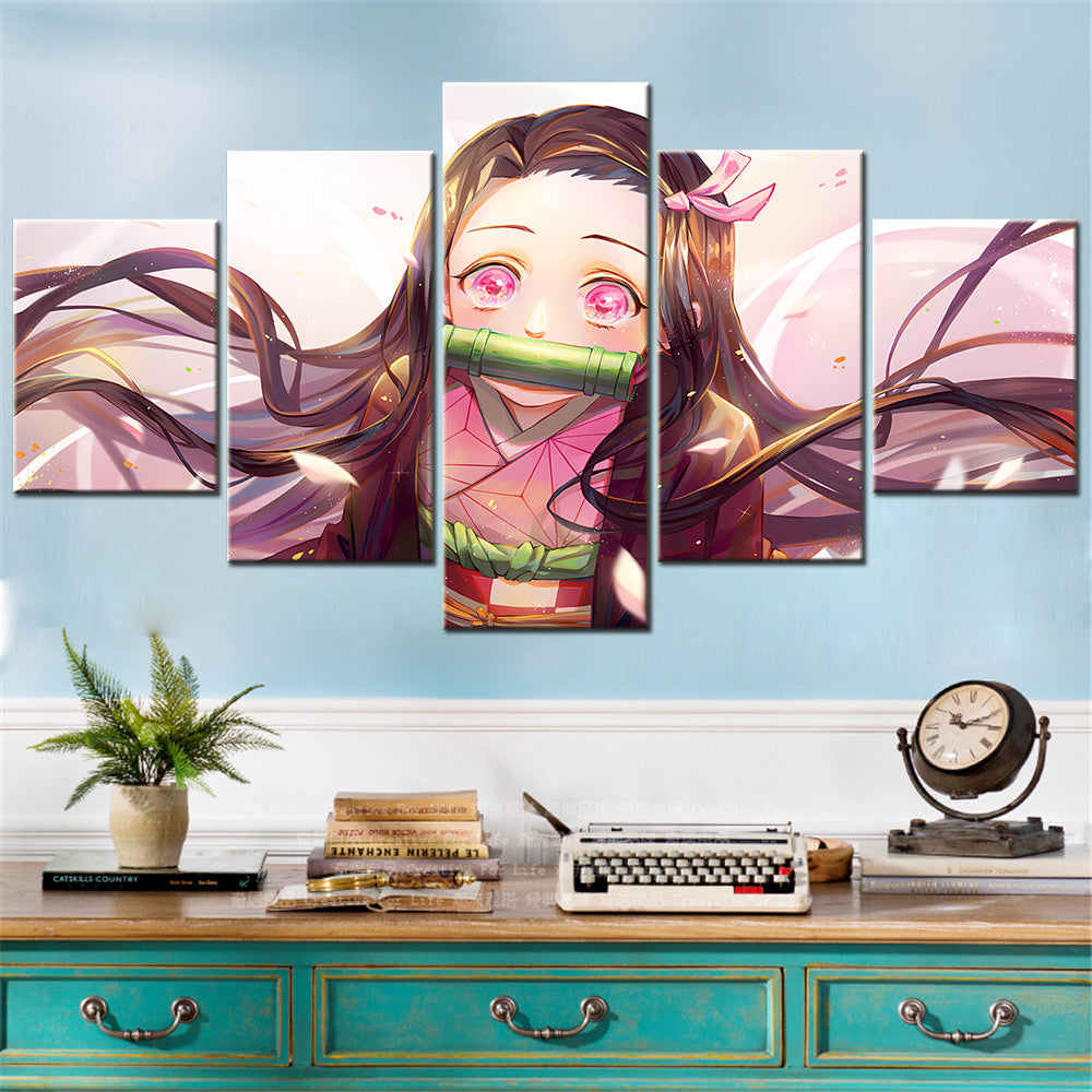 Demon Slayer - Kimetsu no Yaiba - 5 Pieces Wall Art - Nezuko Kamado - Demon Slayer Poster - Demon Slayer Wall Art