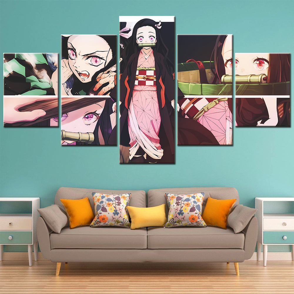 Demon Slayer - Kimetsu no Yaiba - 5 Pieces Wall Art - Nezuko Kamado 2 - Demon Slayer Poster - Demon Slayer Wall Art