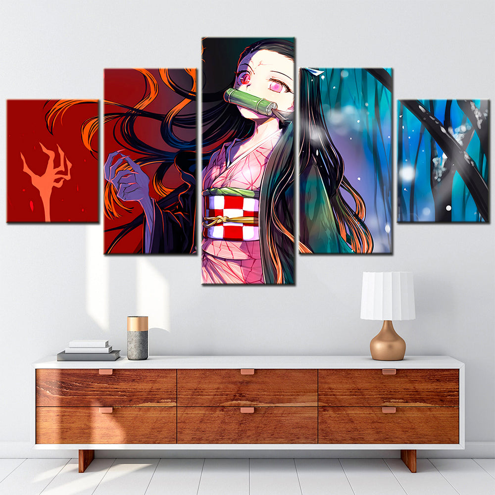 Demon Slayer - Kimetsu no Yaiba - 5 Pieces Wall Art - Nezuko Kamado 7 - Demon Slayer Poster - Demon Slayer Wall Art