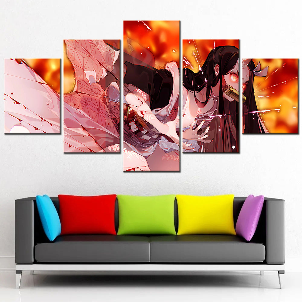 Demon Slayer - Kimetsu no Yaiba - 5 Pieces Wall Art - Nezuko Kamado 6 - Demon Slayer Poster - Demon Slayer Wall Art