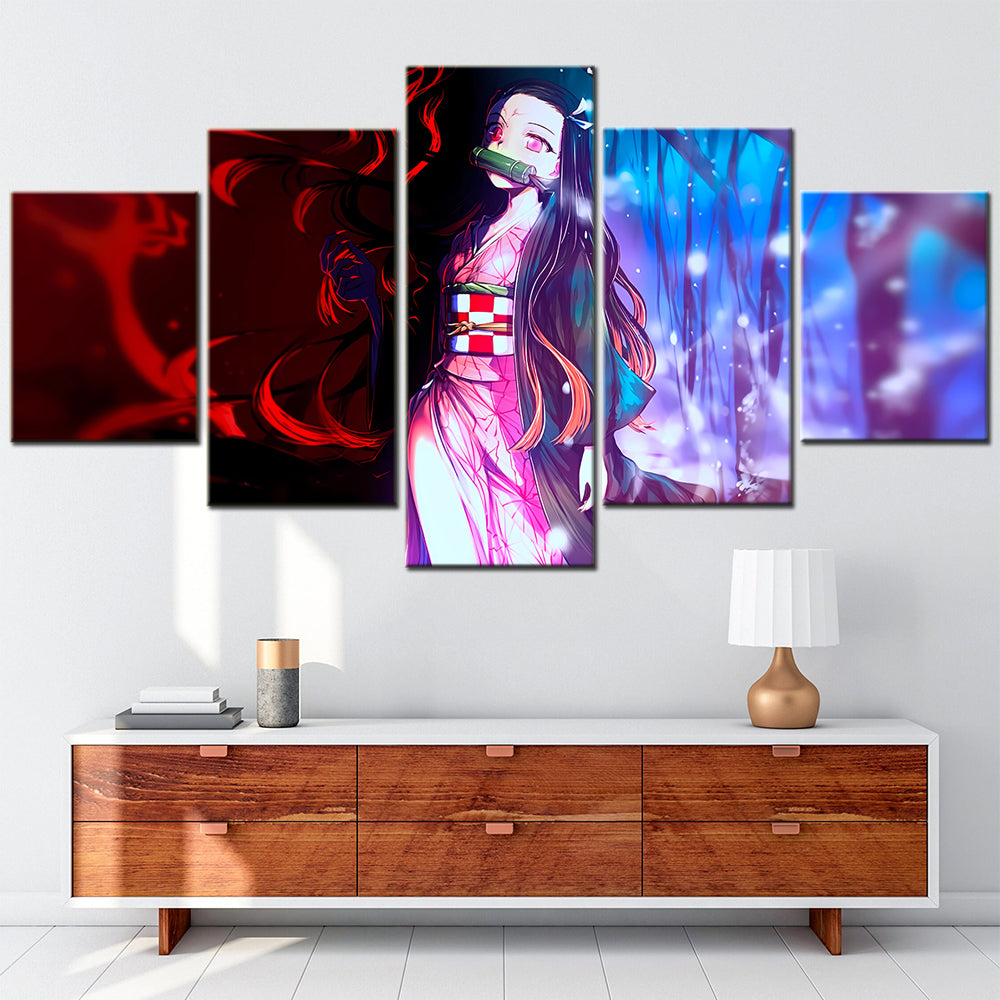 Demon Slayer - Kimetsu no Yaiba - 5 Pieces Wall Art - Nezuko Kamado 5 - Demon Slayer Poster - Demon Slayer Wall Art