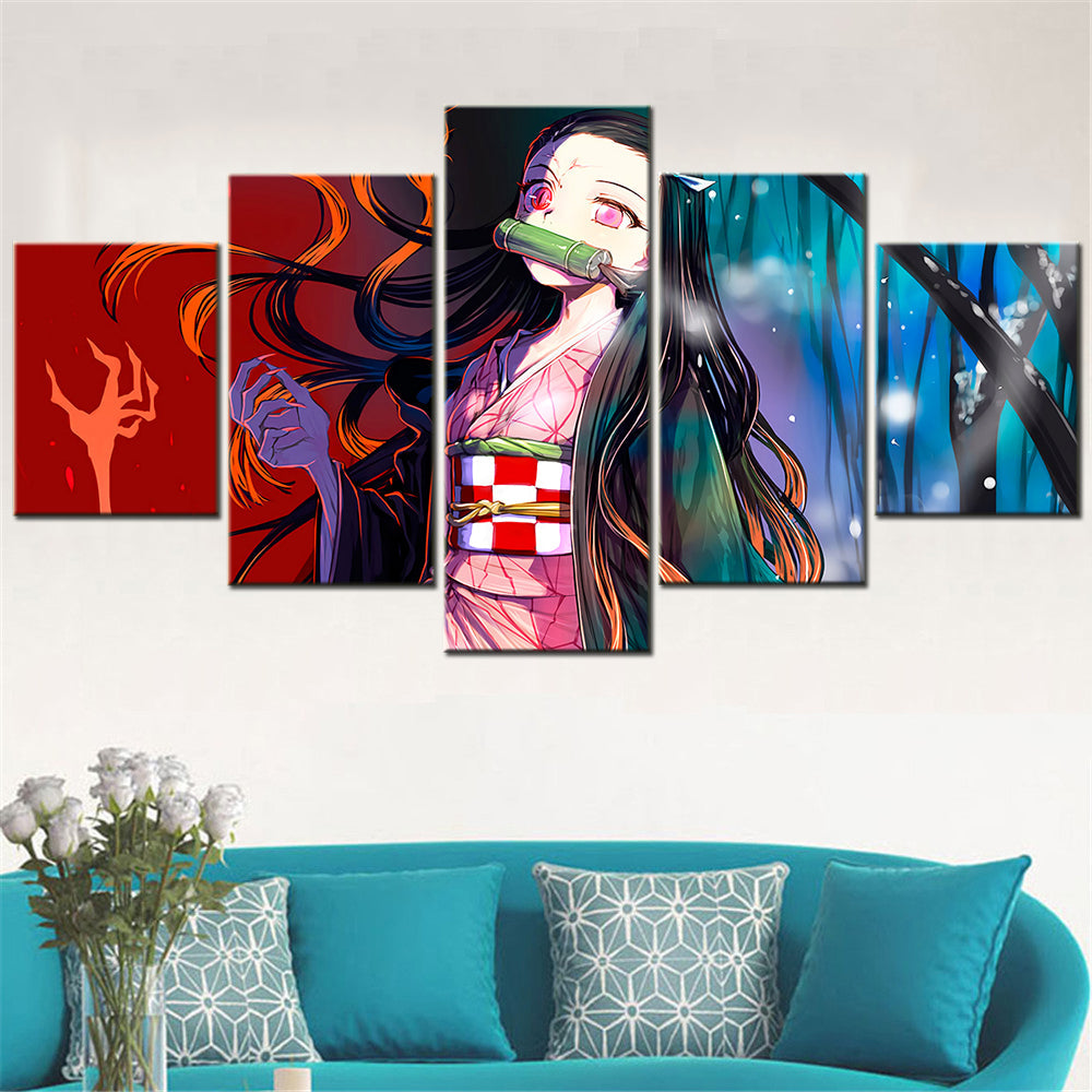 Demon Slayer - Kimetsu no Yaiba - 5 Pieces Wall Art - Nezuko Kamado 7 - Demon Slayer Poster - Demon Slayer Wall Art