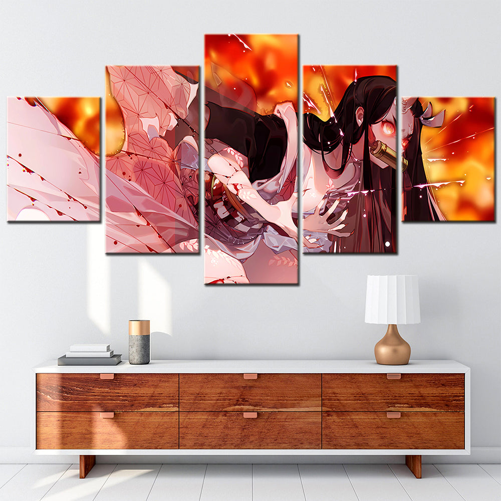 Demon Slayer - Kimetsu no Yaiba - 5 Pieces Wall Art - Nezuko Kamado 6 - Demon Slayer Poster - Demon Slayer Wall Art