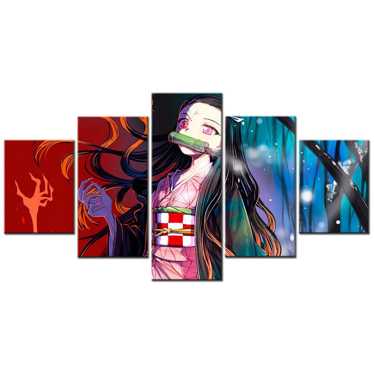 Demon Slayer - Kimetsu no Yaiba - 5 Pieces Wall Art - Nezuko Kamado 7 - Demon Slayer Poster - Demon Slayer Wall Art