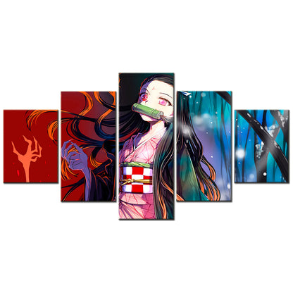 Demon Slayer - Kimetsu no Yaiba - 5 Pieces Wall Art - Nezuko Kamado 7 - Demon Slayer Poster - Demon Slayer Wall Art