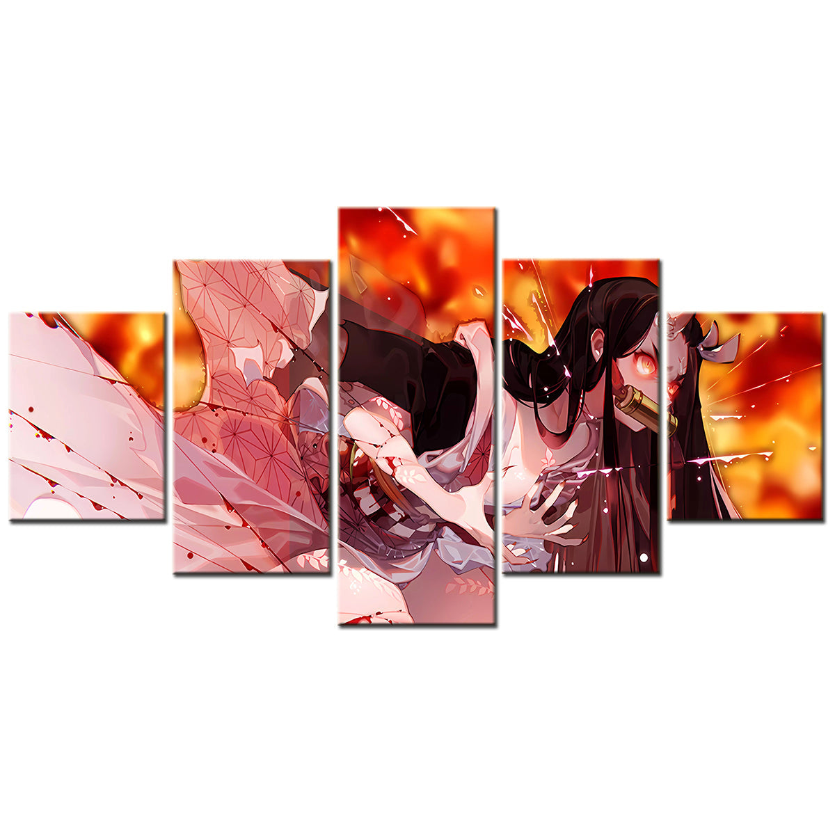 Demon Slayer - Kimetsu no Yaiba - 5 Pieces Wall Art - Nezuko Kamado 6 - Demon Slayer Poster - Demon Slayer Wall Art