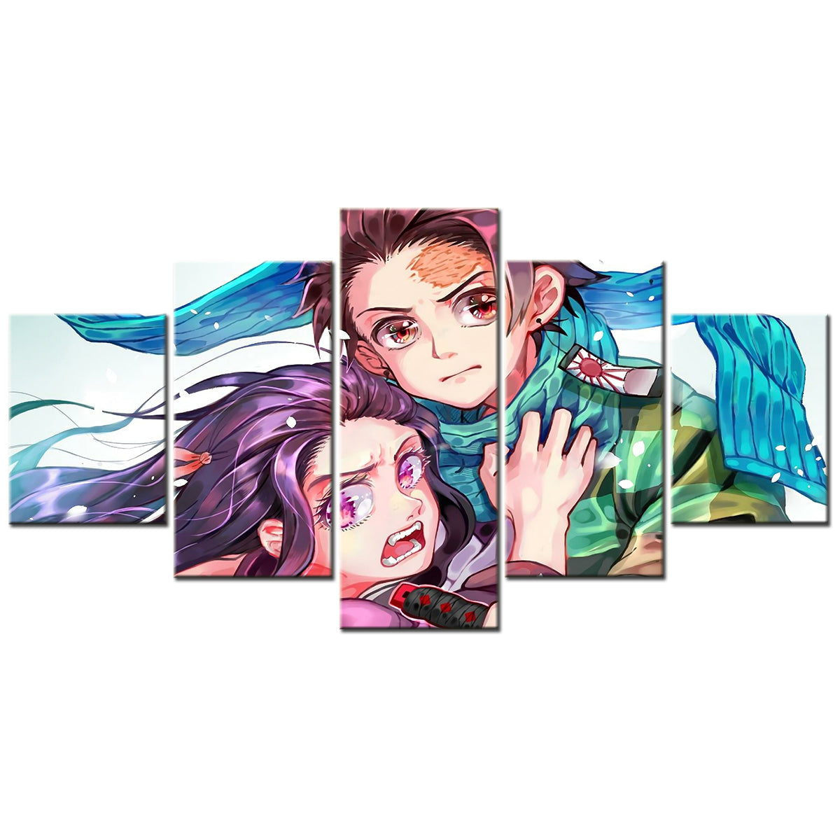 Demon Slayer - Kimetsu no Yaiba - 5 Pieces Wall Art - Nezuko Kamado - Tanjiro Kamado - Demon Slayer Poster - Demon Slayer Wall Art