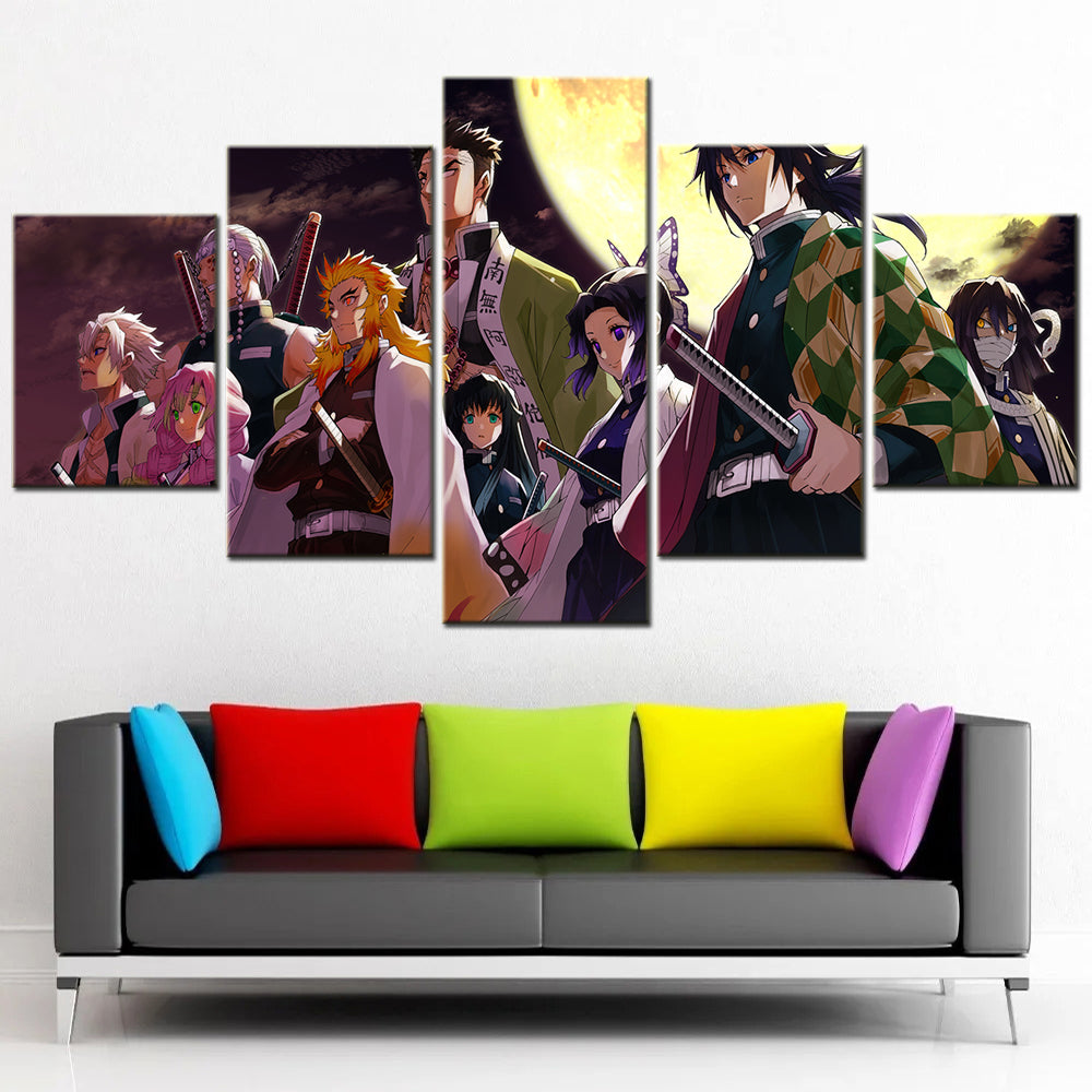 Demon Slayer - Kimetsu no Yaiba - 5 Pieces Wall Art - Sanemi Shinazugawa - Mitsuri Kanroji - Tengen Uzui - Kyojuro Rengoku - Obanai Iguro - Shinobu Kochou - Gyoumei Himejima - Demon Slayer Poster - Demon Slayer Wall Art