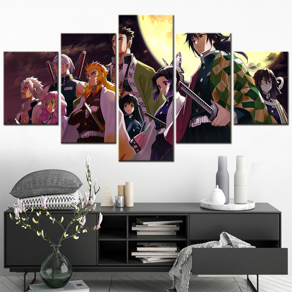 Demon Slayer - Kimetsu no Yaiba - 5 Pieces Wall Art - Sanemi Shinazugawa - Mitsuri Kanroji - Tengen Uzui - Kyojuro Rengoku - Obanai Iguro - Shinobu Kochou - Gyoumei Himejima - Demon Slayer Poster - Demon Slayer Wall Art