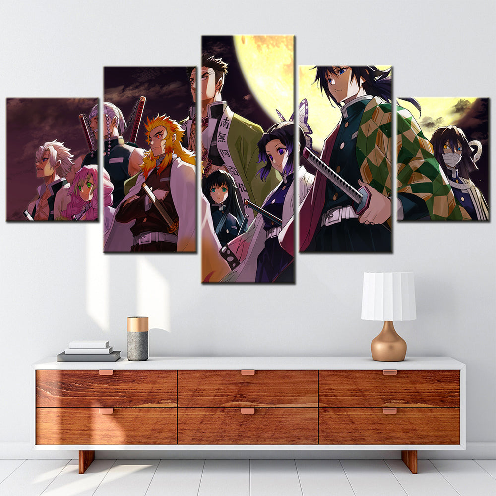 Demon Slayer - Kimetsu no Yaiba - 5 Pieces Wall Art - Sanemi Shinazugawa - Mitsuri Kanroji - Tengen Uzui - Kyojuro Rengoku - Obanai Iguro - Shinobu Kochou - Gyoumei Himejima - Demon Slayer Poster - Demon Slayer Wall Art