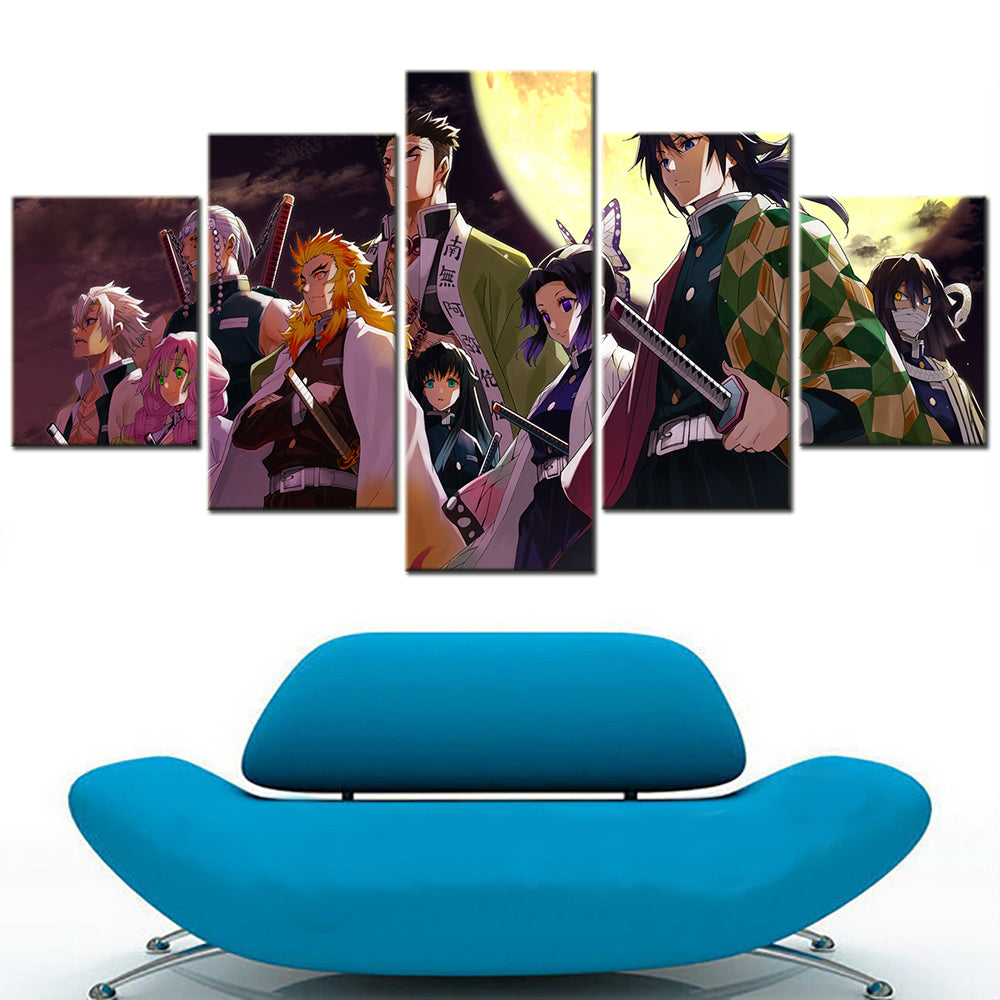 Demon Slayer - Kimetsu no Yaiba - 5 Pieces Wall Art - Sanemi Shinazugawa - Mitsuri Kanroji - Tengen Uzui - Kyojuro Rengoku - Obanai Iguro - Shinobu Kochou - Gyoumei Himejima - Demon Slayer Poster - Demon Slayer Wall Art