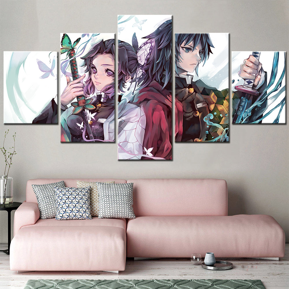 Demon Slayer - Kimetsu no Yaiba - 5 Pieces Wall Art - Shinobu Kocho - Giyu Tomioka - Demon Slayer Poster - Demon Slayer Wall Art