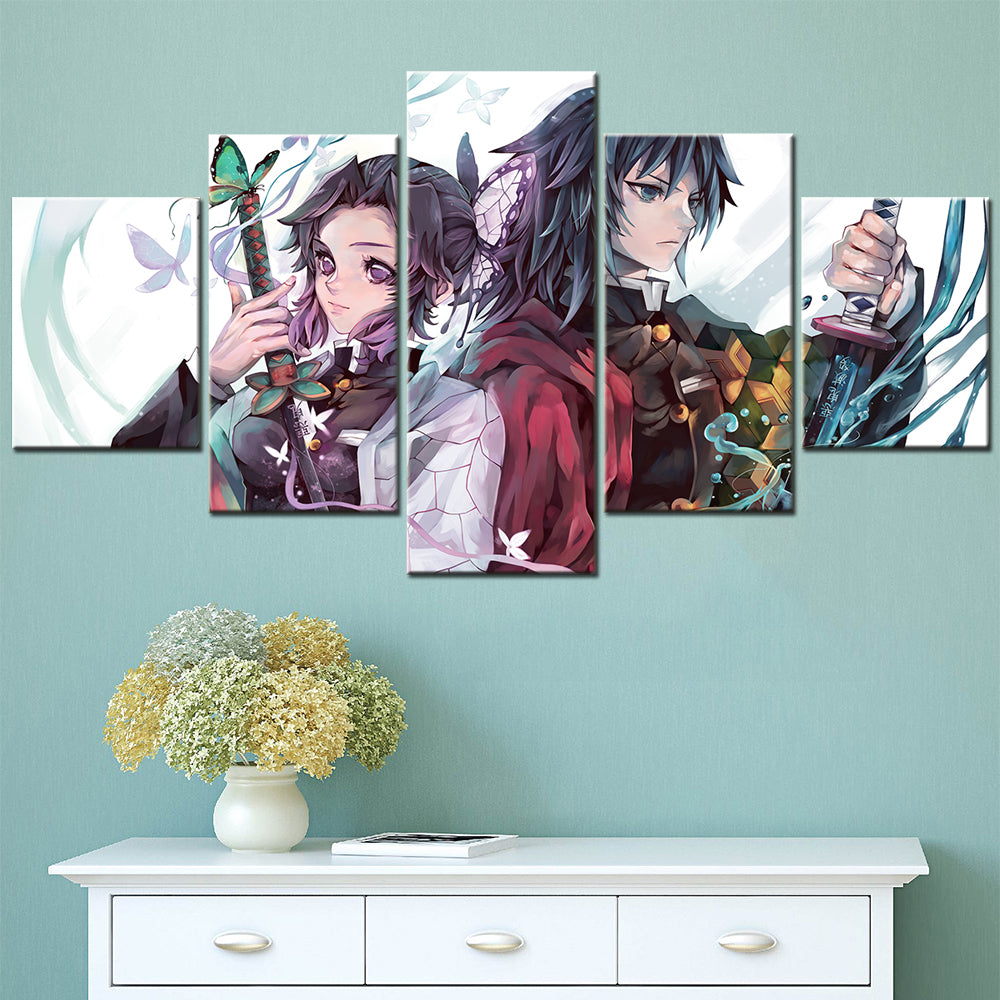 Demon Slayer - Kimetsu no Yaiba - 5 Pieces Wall Art - Shinobu Kocho - Giyu Tomioka - Demon Slayer Poster - Demon Slayer Wall Art