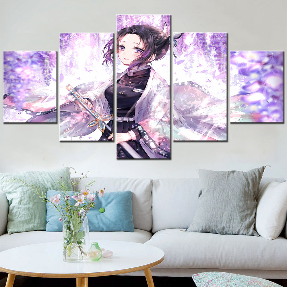 Demon Slayer - Kimetsu no Yaiba - 5 Pieces Wall Art - Shinobu Kochou 2 - Demon Slayer Poster - Demon Slayer Wall Art