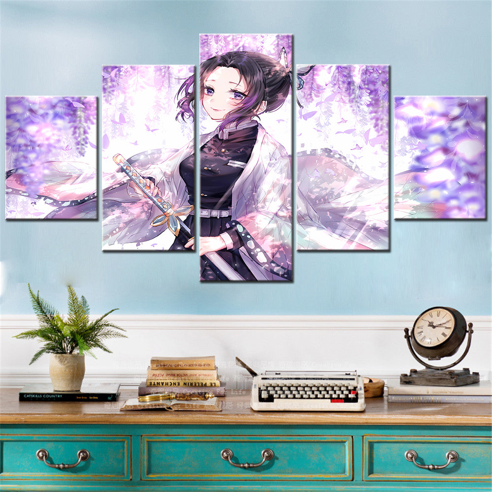 Demon Slayer - Kimetsu no Yaiba - 5 Pieces Wall Art - Shinobu Kochou 2 - Demon Slayer Poster - Demon Slayer Wall Art