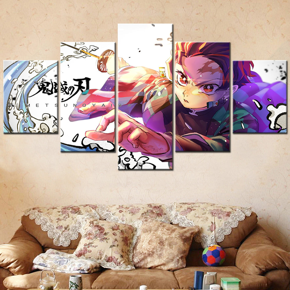 Demon Slayer - Kimetsu no Yaiba - 5 Pieces Wall Art - Tanjiro Kamado 2 - Demon Slayer Poster - Demon Slayer Wall Art