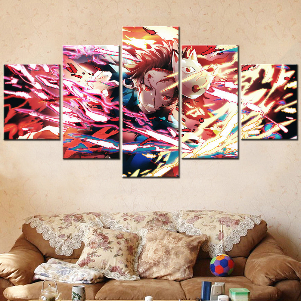 Demon Slayer - Kimetsu no Yaiba - 5 Pieces Wall Art - Tanjiro Kamado 5 - Demon Slayer Poster - Demon Slayer Wall Art