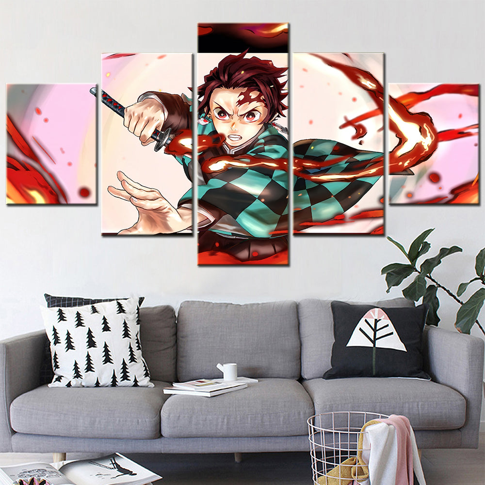 Demon Slayer - Kimetsu no Yaiba - 5 Pieces Wall Art - Tanjiro Kamado 3 - Demon Slayer Poster - Demon Slayer Wall Art