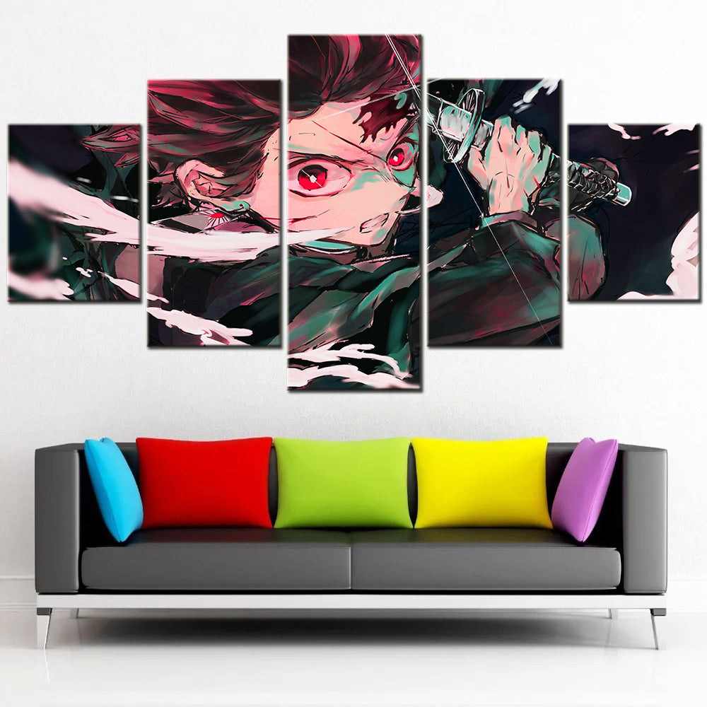 Demon Slayer - Kimetsu no Yaiba - 5 Pieces Wall Art - Tanjiro Kamado 4 - Demon Slayer Poster - Demon Slayer Wall Art