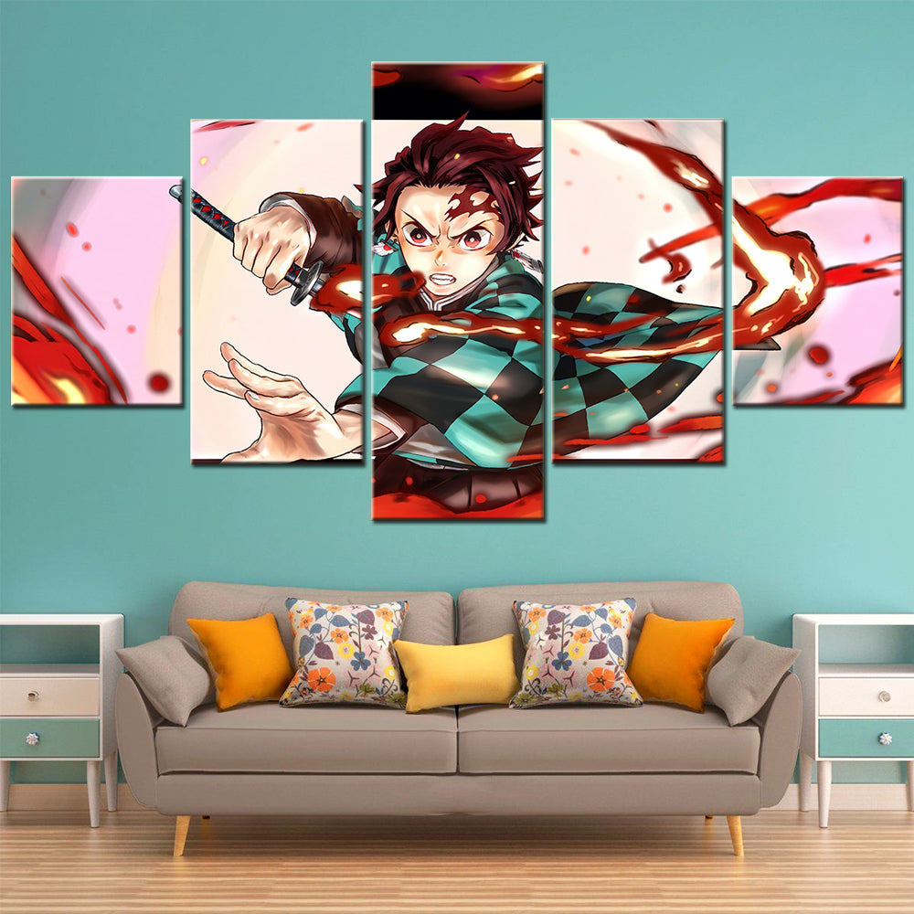 Demon Slayer - Kimetsu no Yaiba - 5 Pieces Wall Art - Tanjiro Kamado 3 - Demon Slayer Poster - Demon Slayer Wall Art