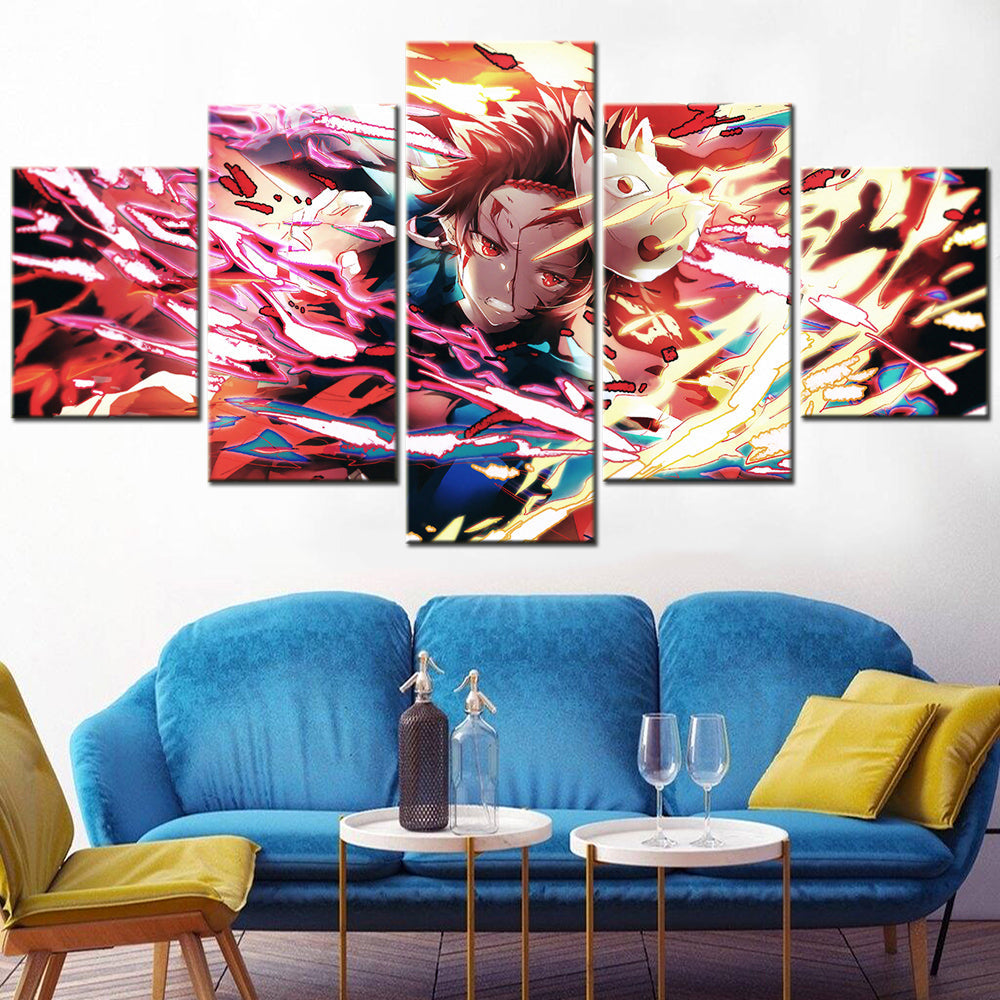 Demon Slayer - Kimetsu no Yaiba - 5 Pieces Wall Art - Tanjiro Kamado 5 - Demon Slayer Poster - Demon Slayer Wall Art