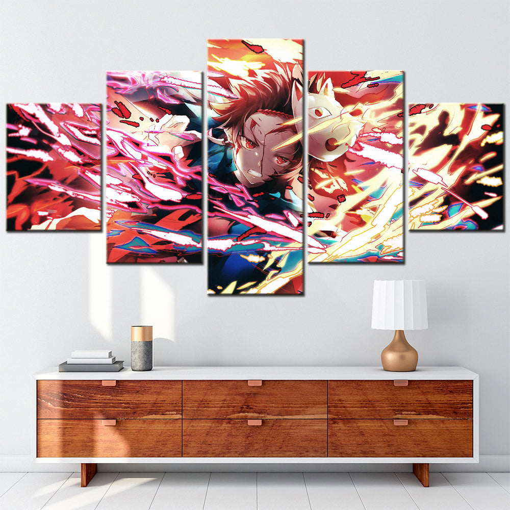 Demon Slayer - Kimetsu no Yaiba - 5 Pieces Wall Art - Tanjiro Kamado 5 - Demon Slayer Poster - Demon Slayer Wall Art