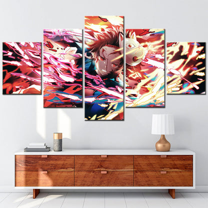 Demon Slayer - Kimetsu no Yaiba - 5 Pieces Wall Art - Tanjiro Kamado 5 - Demon Slayer Poster - Demon Slayer Wall Art