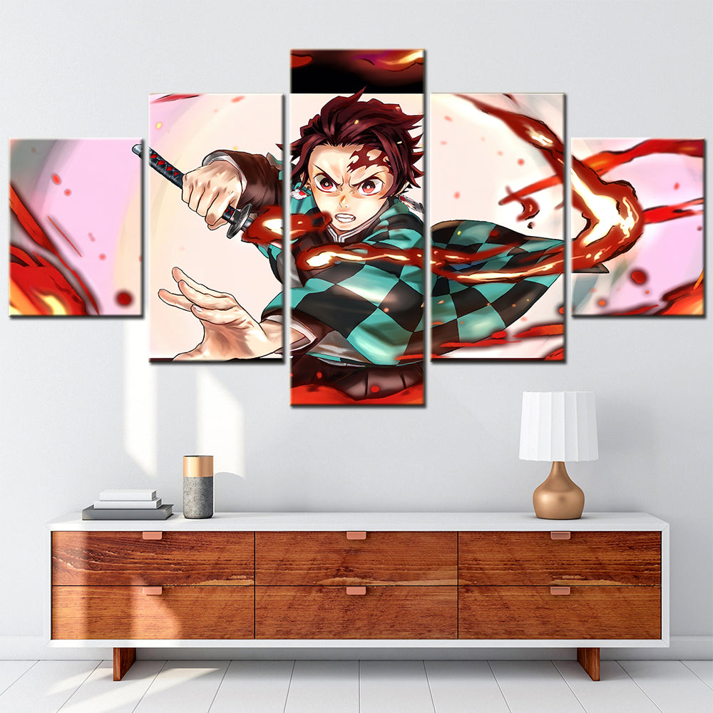 Demon Slayer - Kimetsu no Yaiba - 5 Pieces Wall Art - Tanjiro Kamado 3 - Demon Slayer Poster - Demon Slayer Wall Art