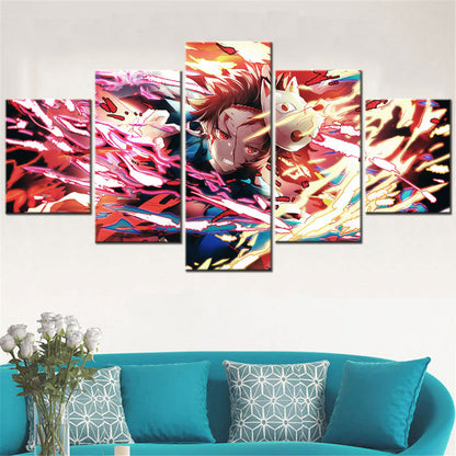Demon Slayer - Kimetsu no Yaiba - 5 Pieces Wall Art - Tanjiro Kamado 5 - Demon Slayer Poster - Demon Slayer Wall Art