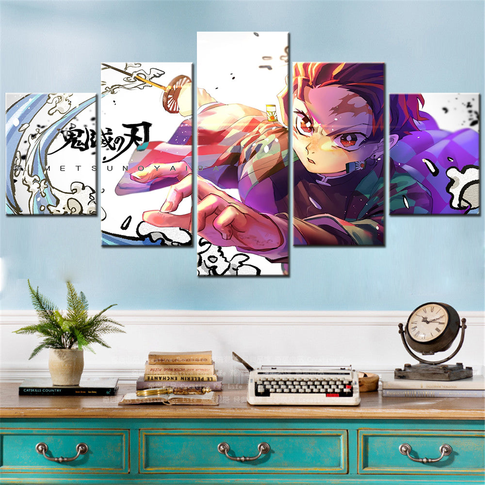 Demon Slayer - Kimetsu no Yaiba - 5 Pieces Wall Art - Tanjiro Kamado 2 - Demon Slayer Poster - Demon Slayer Wall Art