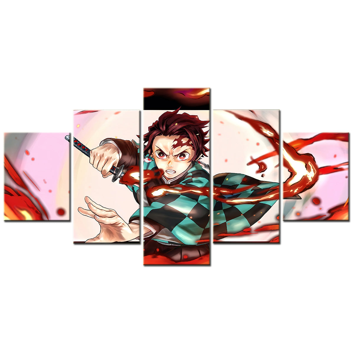 Demon Slayer - Kimetsu no Yaiba - 5 Pieces Wall Art - Tanjiro Kamado 3 - Demon Slayer Poster - Demon Slayer Wall Art