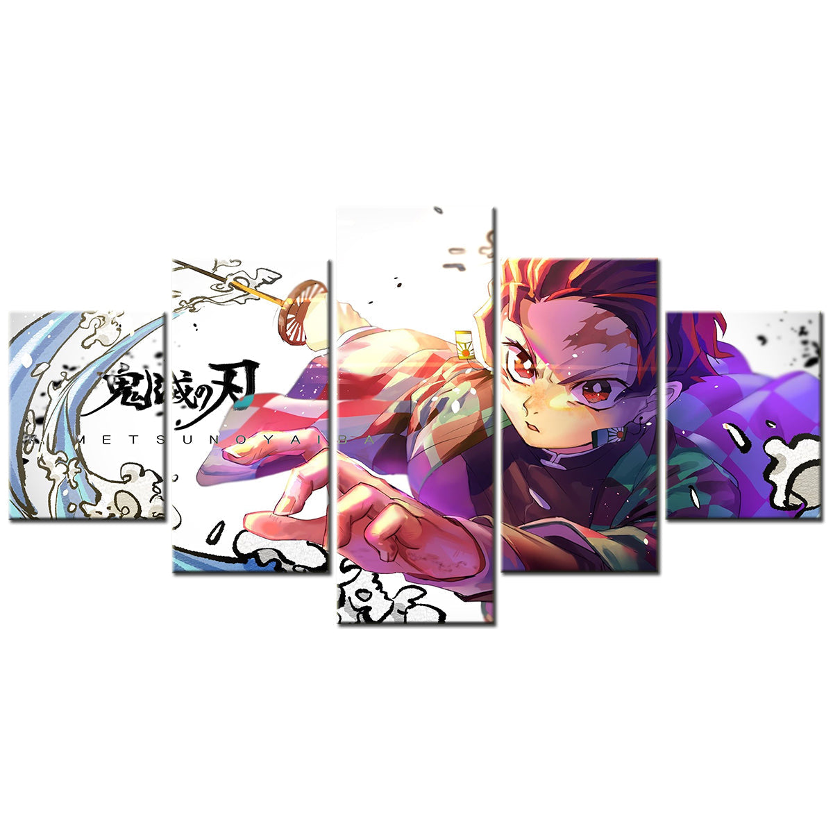 Demon Slayer - Kimetsu no Yaiba - 5 Pieces Wall Art - Tanjiro Kamado 2 - Demon Slayer Poster - Demon Slayer Wall Art