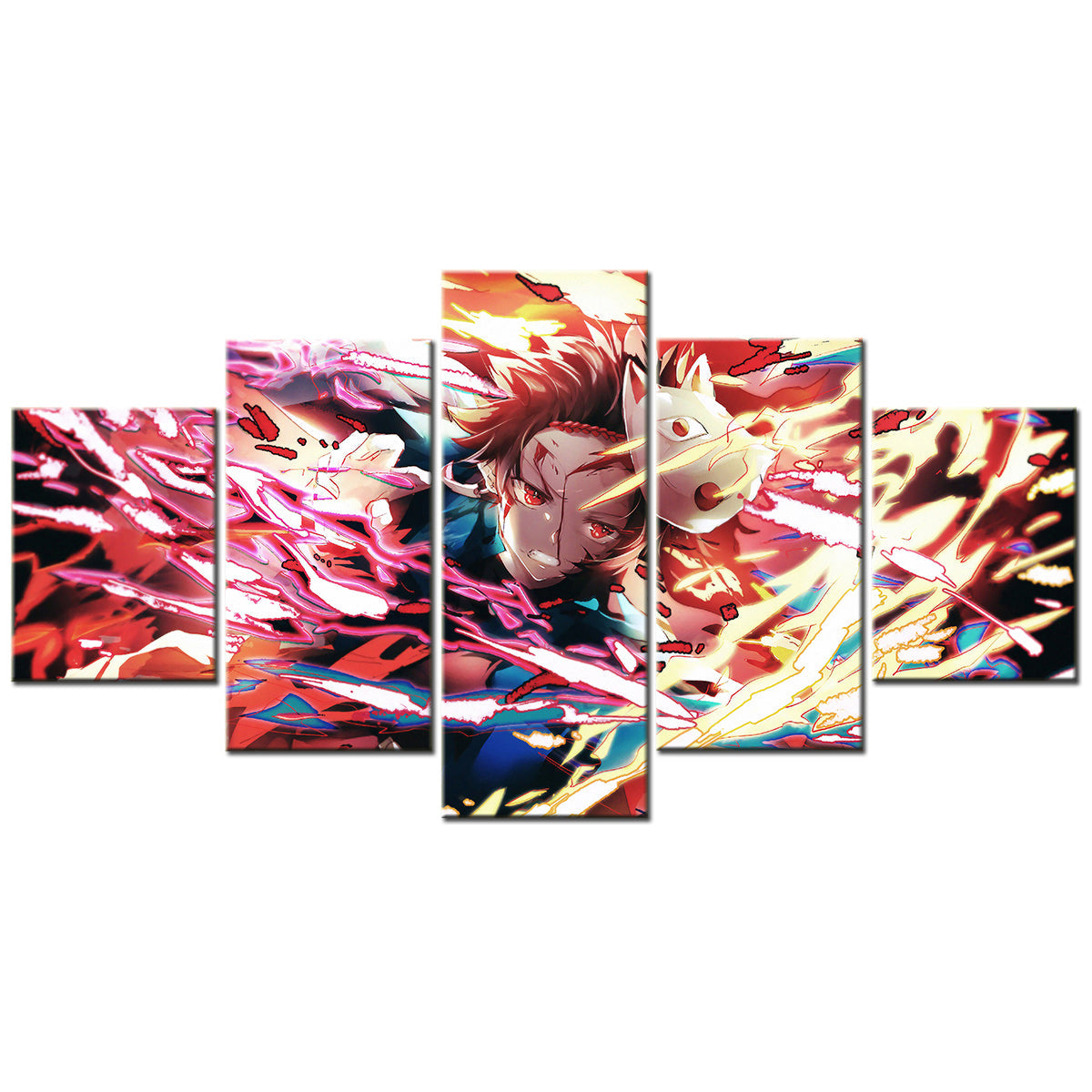 Demon Slayer - Kimetsu no Yaiba - 5 Pieces Wall Art - Tanjiro Kamado 5 - Demon Slayer Poster - Demon Slayer Wall Art