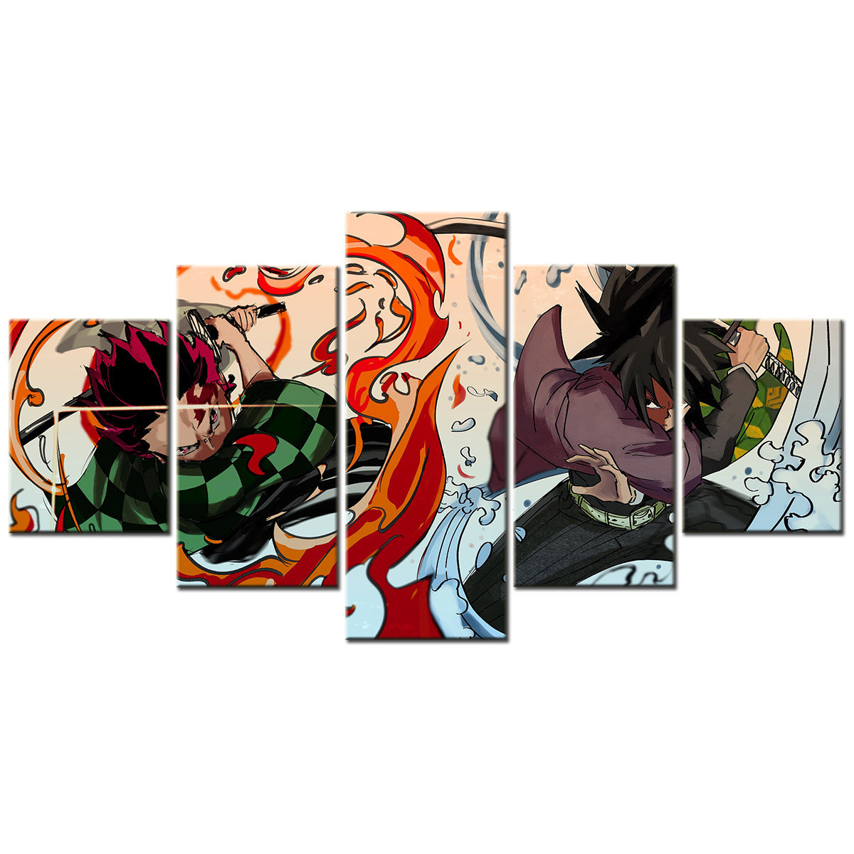 Demon Slayer - Kimetsu no Yaiba - 5 Pieces Wall Art - Tanjiro Kamado - Giyu Tomioka 3 - Demon Slayer Poster - Demon Slayer Wall Art