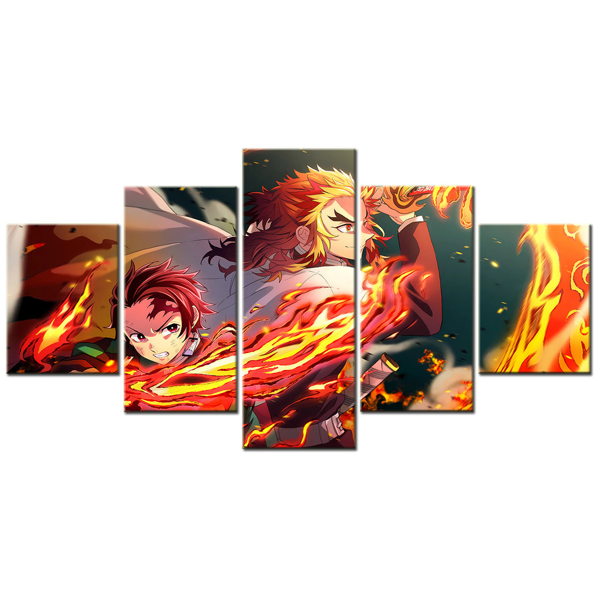 Demon Slayer - Kimetsu no Yaiba - 5 Pieces Wall Art - Tanjiro Kamado - Kyojuro Rengoku - Demon Slayer Poster - Demon Slayer Wall Art